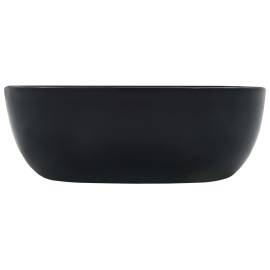 Chiuvetă de baie, negru, 42,5x42,5x14,5 cm, ceramică, 3 image