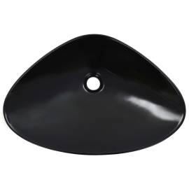 Chiuvetă de baie, negru, 58,5x39x14 cm, ceramică, 4 image