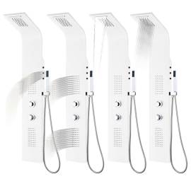 Unitate panou de duș, aluminiu, 20 x 44 x 130 cm, alb, 10 image