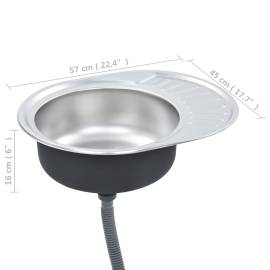 Chiuvetă de bucătărie cu sită și sifon, oțel inoxidabil, oval, 6 image