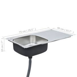 Chiuvetă de bucătărie cu sită și sifon, oțel inoxidabil, 7 image