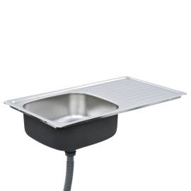Chiuvetă de bucătărie cu sită și sifon, oțel inoxidabil, 4 image