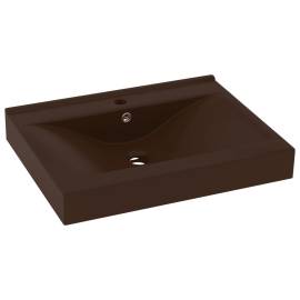 Chiuvetă baie lux, orificiu robinet, maro mat 60x46 cm ceramică, 2 image