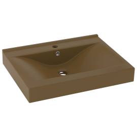 Chiuvetă baie lux, orificiu robinet crem mat 60x46 cm ceramică, 2 image