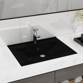 Chiuvetă baie lux, orificiu robinet negru mat 60x46 cm ceramică