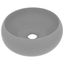 Chiuvetă baie lux gri deschis mat 40x15 cm ceramică rotund, 2 image