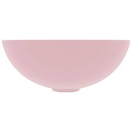 Chiuvetă de baie, roz mat, ceramică, rotund, 3 image