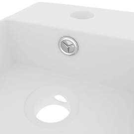 Chiuvetă de baie cu preaplin, alb mat, ceramică, 5 image