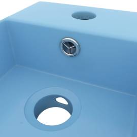 Chiuvetă de baie cu preaplin, albastru deschis, ceramică, 5 image