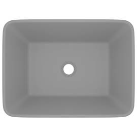 Chiuvetă de baie lux, gri deschis mat, 41x30x12 cm, ceramică, 3 image