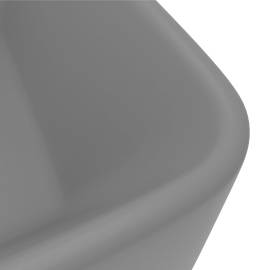 Chiuvetă de baie lux, gri deschis mat, 41x30x12 cm, ceramică, 5 image
