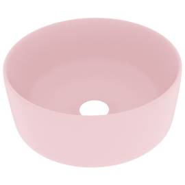Chiuvetă de baie lux, roz mat, 40x15 cm, ceramică, rotund, 2 image