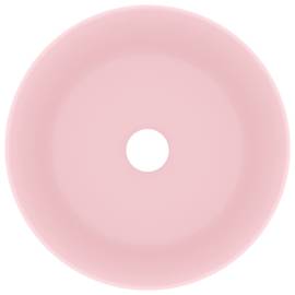 Chiuvetă de baie lux, roz mat, 40x15 cm, ceramică, rotund, 3 image