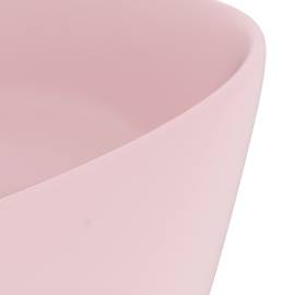 Chiuvetă de baie lux, roz mat, 40x15 cm, ceramică, rotund, 5 image