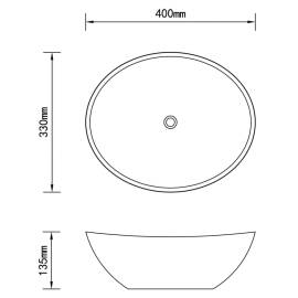 Chiuvetă de lux, crem mat, 40 x 33 cm, ceramică, formă ovală, 6 image
