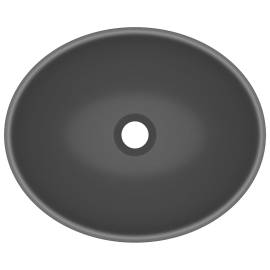 Chiuvetă de lux, gri închis mat, 40x33cm, ceramică, formă ovală, 4 image
