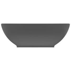 Chiuvetă de lux, gri închis mat, 40x33cm, ceramică, formă ovală, 3 image