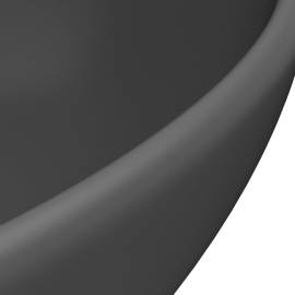 Chiuvetă de lux, gri închis mat, 40x33cm, ceramică, formă ovală, 5 image
