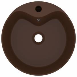 Chiuvetă de lux cu preaplin, maro închis mat, 36x13cm, ceramică, 3 image
