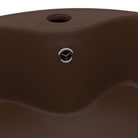 Chiuvetă de lux cu preaplin, maro închis mat, 36x13cm, ceramică, 5 image