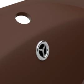 Chiuvetă lux, preaplin maro închis mat 58,5x39 cm ceramică oval, 6 image