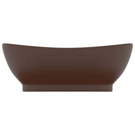 Chiuvetă lux, preaplin maro închis mat 58,5x39 cm ceramică oval, 3 image