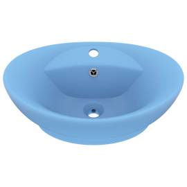 Chiuvetă lux cu preaplin, bleu mat, 58,5x39 cm, ceramică, oval, 2 image