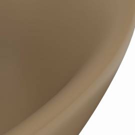 Chiuvetă lux cu preaplin, crem mat, 58,5x39 cm ceramică, oval, 5 image