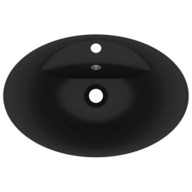 Chiuvetă lux cu preaplin, negru mat, 58,5x39 cm ceramică, oval, 4 image