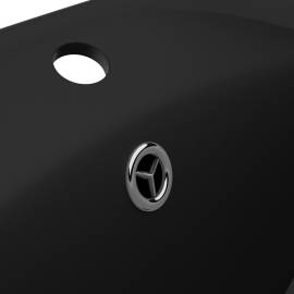 Chiuvetă lux cu preaplin, negru mat, 58,5x39 cm ceramică, oval, 6 image