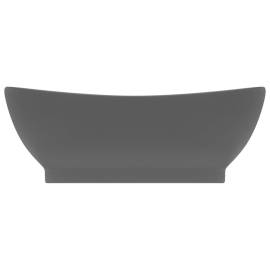 Chiuvetă lux cu preaplin gri închis mat 58,5x39cm ceramică oval, 3 image