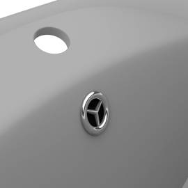 Chiuvetă lux cu preaplin gri deschis mat 58,5x39cm ceramic oval, 6 image