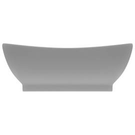 Chiuvetă lux cu preaplin gri deschis mat 58,5x39cm ceramic oval, 3 image