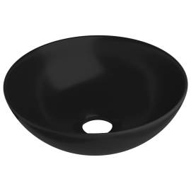 Chiuvetă pentru baie, negru mat, ceramică, rotund, 2 image