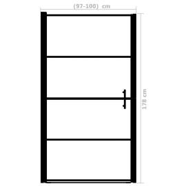Ușă de duș, negru, 100 x 178 cm, sticlă mată securizată, 5 image