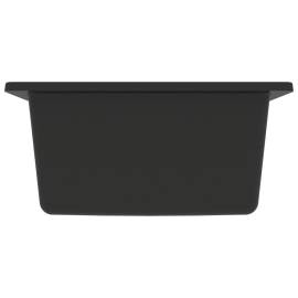 Chiuvetă de bucătărie cu orificiu de preaplin, negru, granit, 5 image
