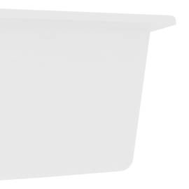 Chiuvetă de bucătărie dublă cu orificiu de preaplin alb granit, 6 image