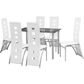 Set masă și scaune de bucătărie 7 piese, alb