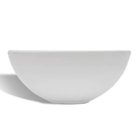 Chiuvetă de baie cu robinet mixer, ceramică, rotund, alb, 5 image
