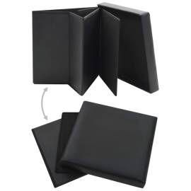 Taburet de depozitare pliabil, negru, piele ecologică, 3 image