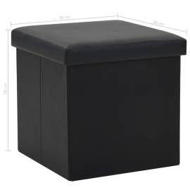 Taburet de depozitare pliabil, negru, piele ecologică, 8 image
