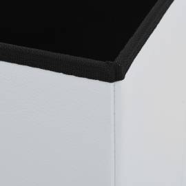 Taburete de depozitare pliabile, 2 buc., alb, piele ecologică, 2 image