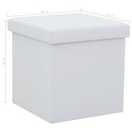 Taburete de depozitare pliabile, 2 buc., alb, piele ecologică, 9 image