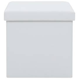 Taburete de depozitare pliabile, 2 buc., alb, piele ecologică, 6 image