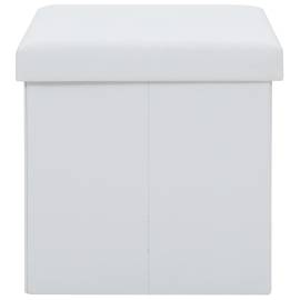 Taburete de depozitare pliabile, 2 buc., alb, piele ecologică, 7 image