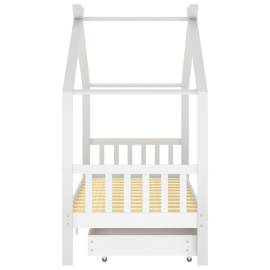 Cadru de pat copii, cu sertare, alb, 90x200 cm, lemn masiv pin, 4 image