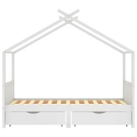 Cadru de pat copii, cu sertare, alb, 90x200 cm, lemn masiv pin, 3 image