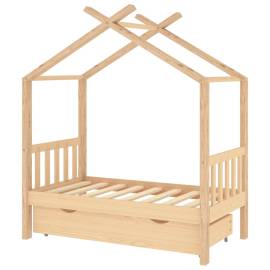 Cadru pat de copii, cu un sertar, 70x140 cm, lemn masiv de pin, 2 image