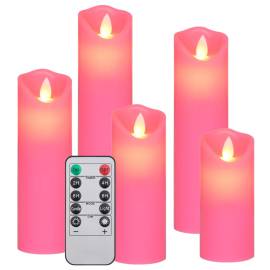 Set lumânări electrice cu led și telecomandă, 5 buc., alb cald, 2 image