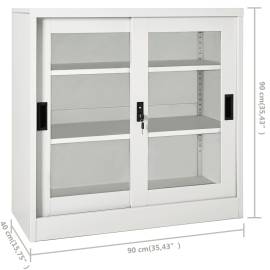 Dulap cu ușă glisantă, gri deschis, 90x40x90 cm, oțel, 9 image